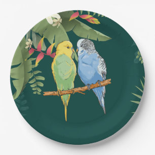 Two cute blue and green Budgies Pappteller