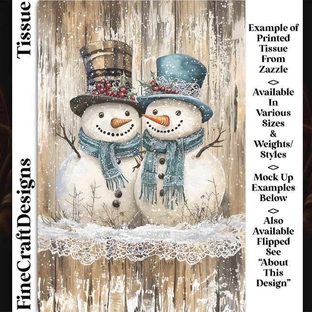Two Cute Country Christmas Snowmen DY9L Decoupage Seidenpapier (Von Creator hochgeladen)