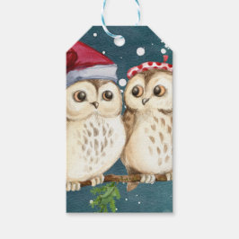 Two cute drawn Owls Geschenkanhänger