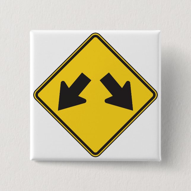 Two Downward Arrows Warning Road Sign Button (Vorderseite)