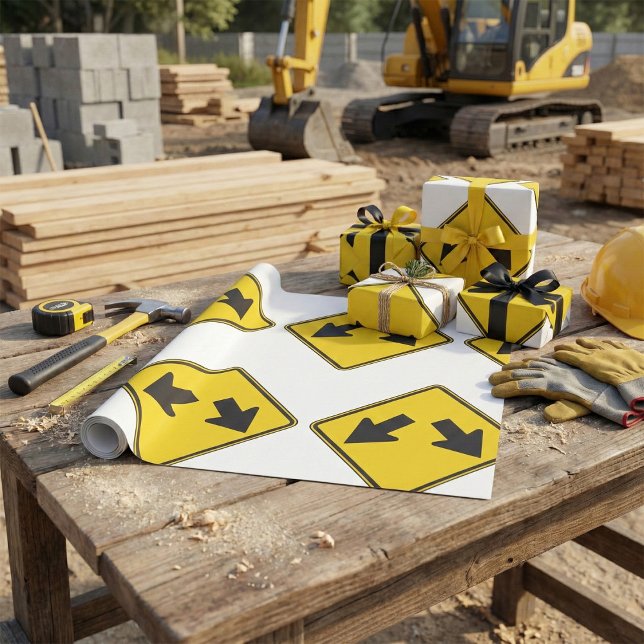 Two Downward Arrows Warning Road Sign Geschenkpapier (Von Creator hochgeladen)