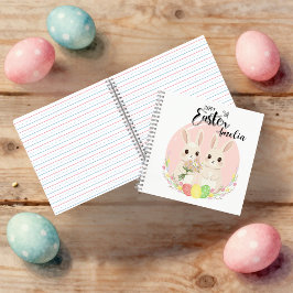 Two Easter Bunnies Personalized Spiral Notebook Notizbuch