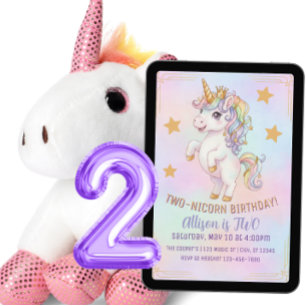 TWO-Einhorn, 2. Geburtstag Einladung