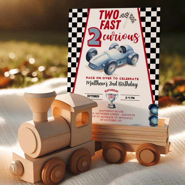 Two Fast 2nd birthday Boy Racer Invitation Einladung (Von Creator hochgeladen)