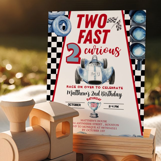 Two Fast 2nd birthday Boy Racing Car Invitation Einladung (Von Creator hochgeladen)