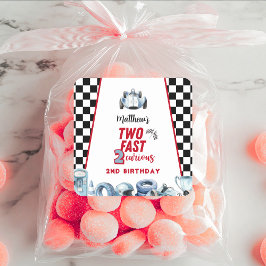 Two Fast 2nd birthday Boy Racing Car  Quadratischer Aufkleber