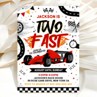 Two Fast Birthday Invitation, Race Car Invitation Einladung