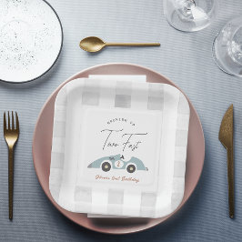 Two Fast Blue Race Car Boy 2nd Birthday Pappteller