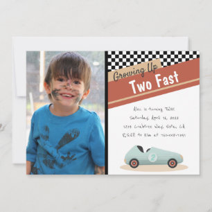 Two Fast Car Theme Einzigartiges Gelb Rot Schwarz  Einladung