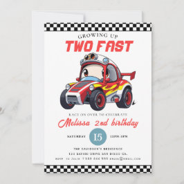 Two Fast Race Car Boy 2nd Birthday Party Einladung