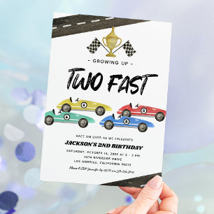 Two Fast Rennwagen 2. Geburtstagseinladung Einladung