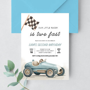 TWO Fast Vintage-Rennwagen 2. Geburtstag Einladung