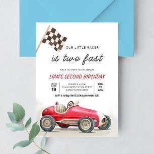 TWO Fast Vintage-Rennwagen 2. Geburtstag Einladung