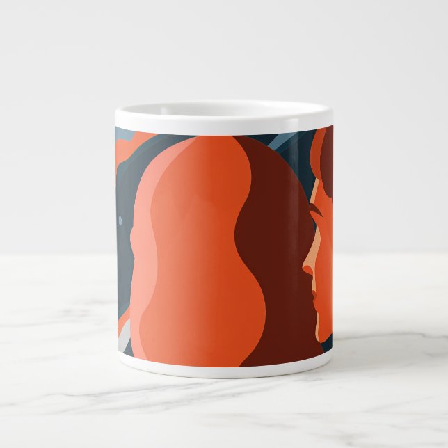 Two Figures Contemplating an Abstract Cosmic Scene Jumbo-Tasse (Vorderseite)