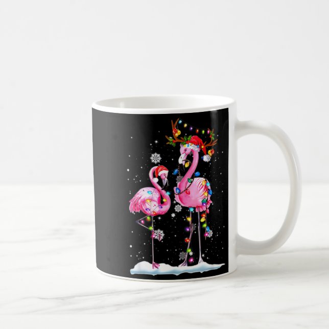 Two Flamingo With Santa Hat And Lights Merry Chris Kaffeetasse (Rechts)