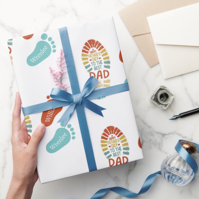 Two Footsteps Fatrhers Day Wrapping Paper Geschenkpapier (Schenken)