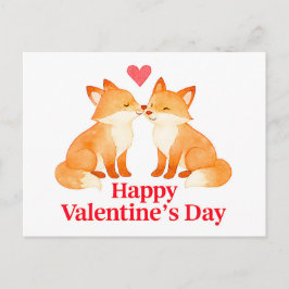 Two Foxes with Heart – Valentine’s Day Illustratio Postkarte