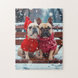 Two Frenchies In Winter Knitwear Puzzle
