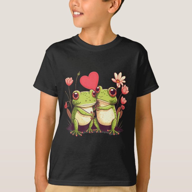 Two Frogs Valentines Day Love On Couple Frog  T-Shirt (Vorderseite)