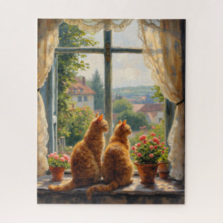 Two ginger staring out of a window puzzle