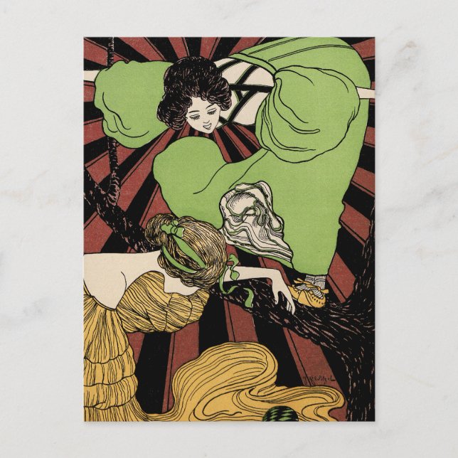 Two Girls - Art Nouveau - Jugendstil Postkarte (Vorderseite)