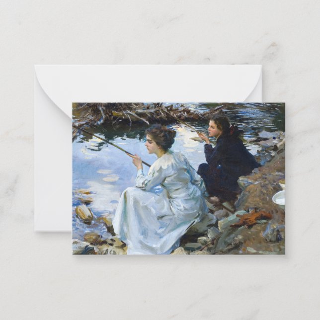 Two Girls Fishing, 1912 von John Singer Sargent Mitteilungskarte (Vorderseite)