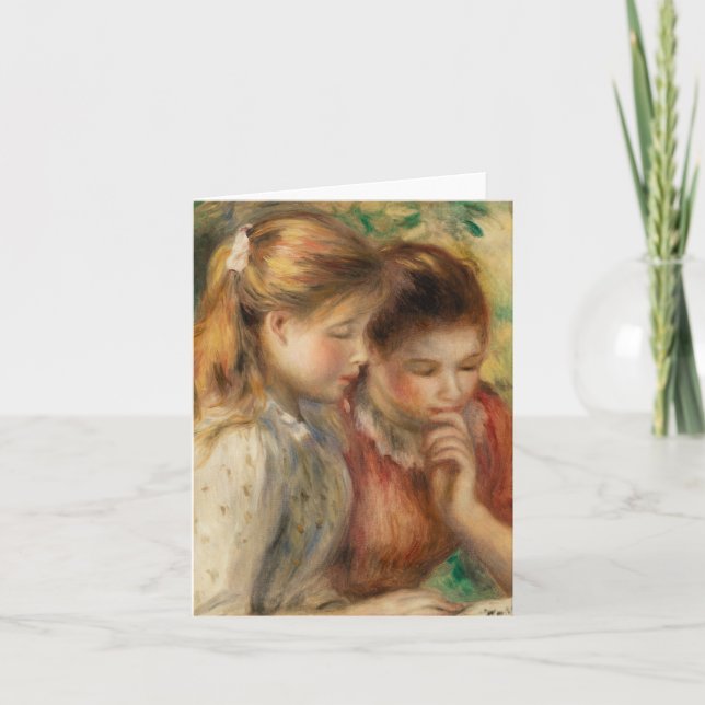 Two Girls Reading - Renoir Impressionist Malerei Karte (Vorderseite)