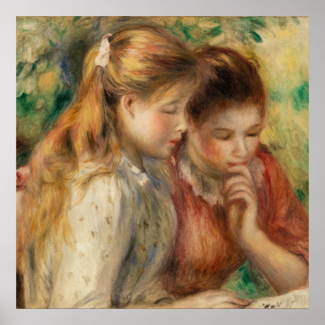 Two Girls Reading - Renoir Impressionist Malerei Poster (Vorne)