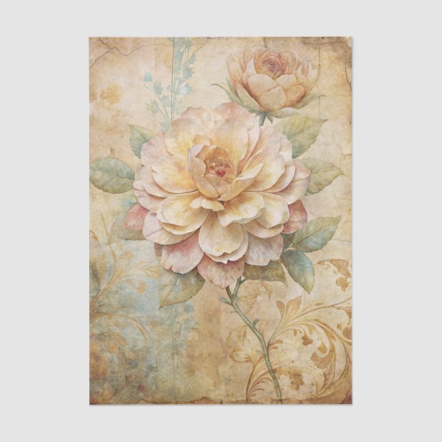 Two Gorgeous Peonies on a Collage Background Seidenpapier (Vorderseite)