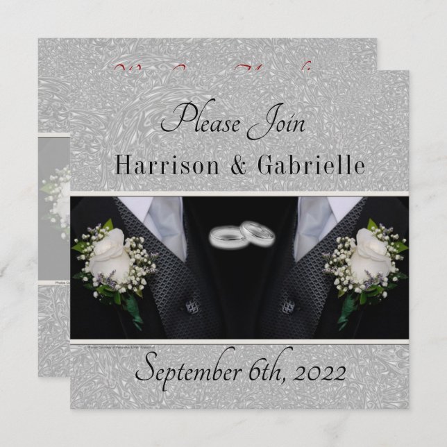 Two Grooms Two Hearts Wedding Einladung (Vorne/Hinten)