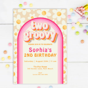 Two Groovy Boho Daisy Rainbow 2. Einladung
