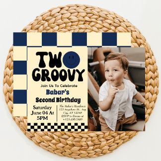 Two Groovy Boy 2. Geburtstag Foto Einladung