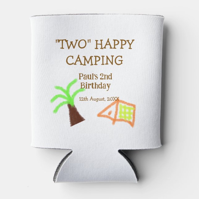 Two happy camping 2nd birthday tree camp kids dosenkühler (Vorderseite)