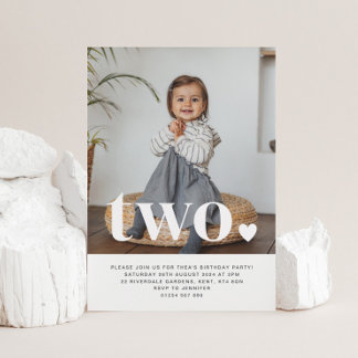 Two Heart Foto Erster Geburtstag Einladung