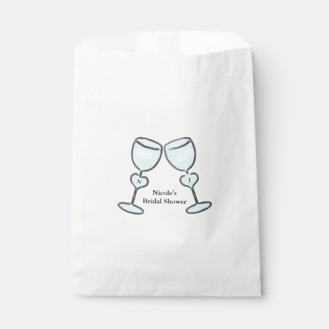 Two Heart Wine Glasses Brautparty Günstige Leckere Geschenktütchen (Vorderseite)