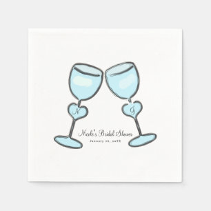 Two Heart Wine Glasses Brautparty Verlobung Serviette