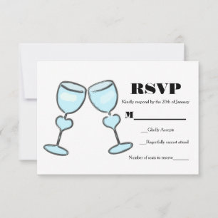 Two Heart Wine Glasses Brautparty Wedding RSVP