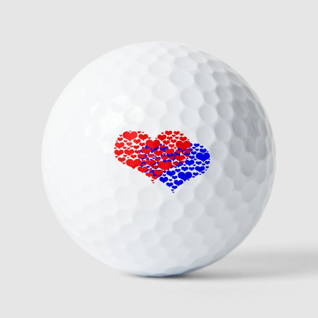 Two hearts blue and red golfball (Vorderseite)