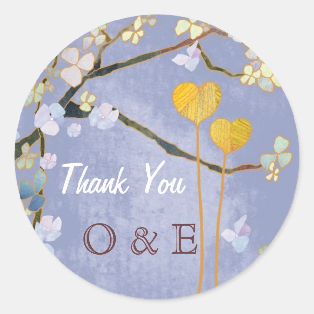 Two Hearts Blue Wedding Vielen Dank Runder Aufkleber (Vorderseite)
