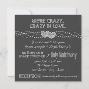 Two Hearts Chalkboard Wedding Einladung