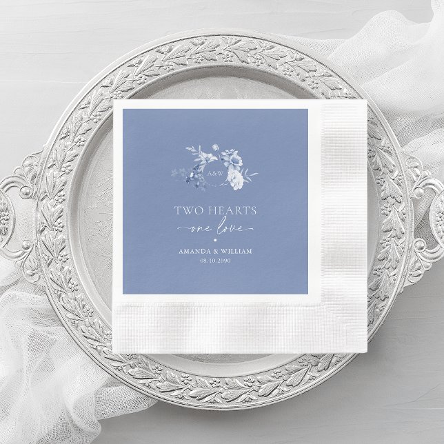 Two Hearts ・ Eine Liebe Dusty Blue Wedding Serviette (Von Creator hochgeladen)
