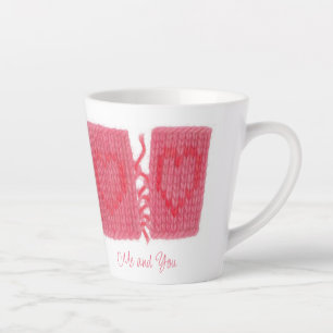 TWO HEARTS KNIT Latte Tasse + Text