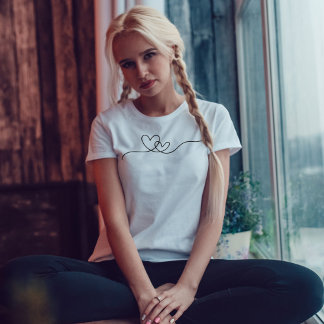 Two Hearts Line Art T-Shirt