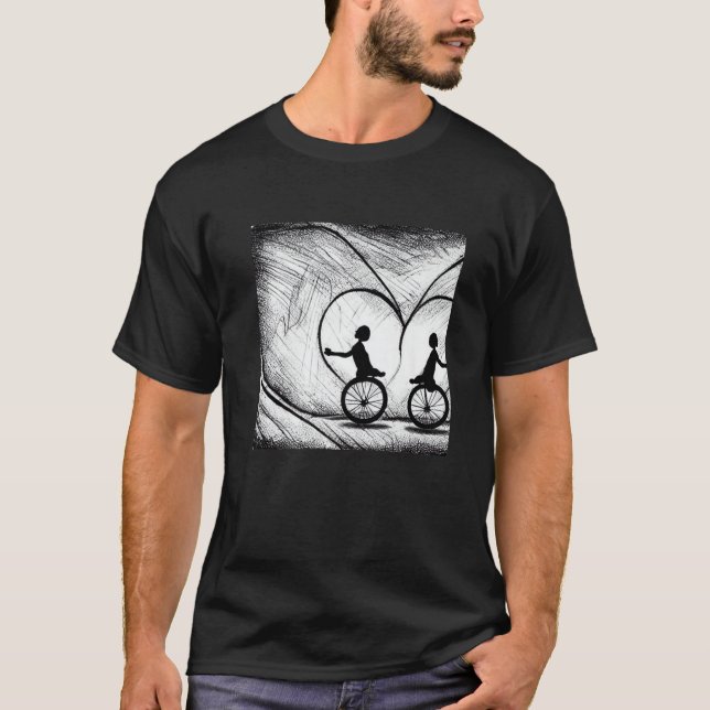 Two Hearts On Bikes - Romance On A Bicycle Premium T-Shirt (Vorderseite)