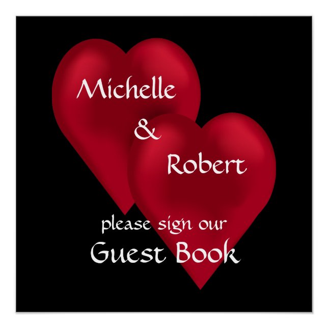 Two Hearts One Liebe Wedding Guest Book Poster (Vorderseite)