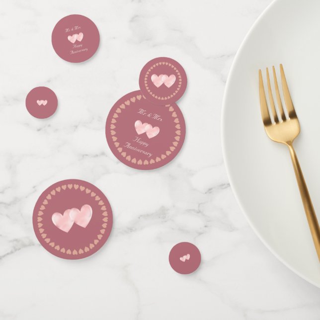 Two Hearys Happy Jubiläum auf Rose Gold Konfetti (Gruppe)