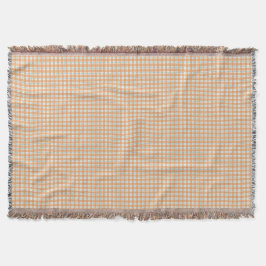 Two images of a woven blanket featuring a beige  decke