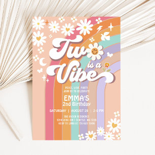 Two is a Vibe 2. Geburtstag Groovy Regenbogen Einladung