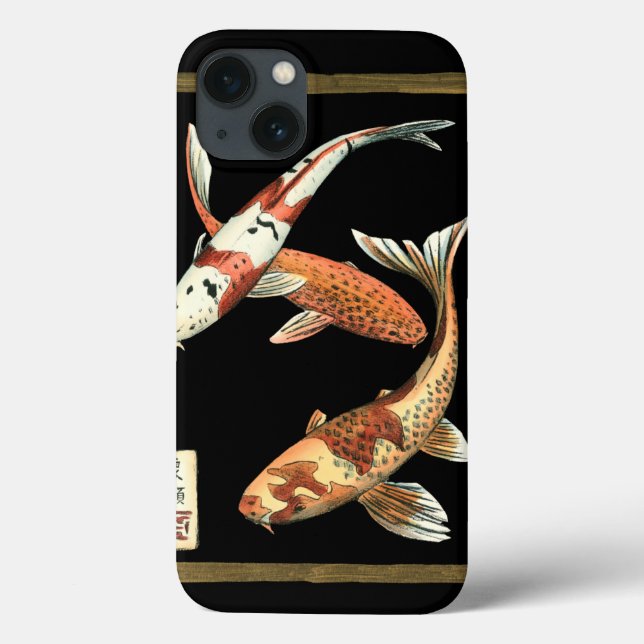 Two Japanese Koi Goldfish on Black Background Case-Mate iPhone Hülle (Rückseite)