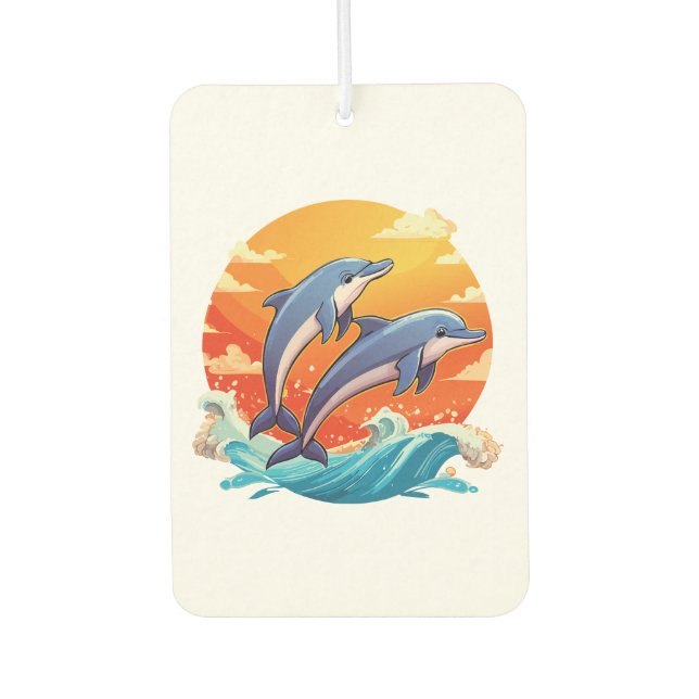 Two jumping cartoon dolphin autolufterfrischer (Vorderseite)